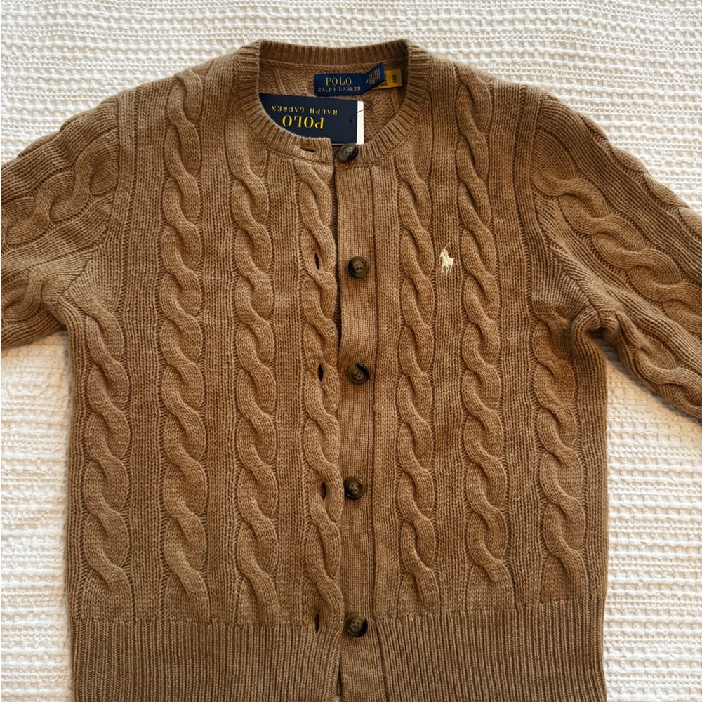 SOLD OUT Ralph Lauren Tan Cable Knit Wool Cashmere Cardigan